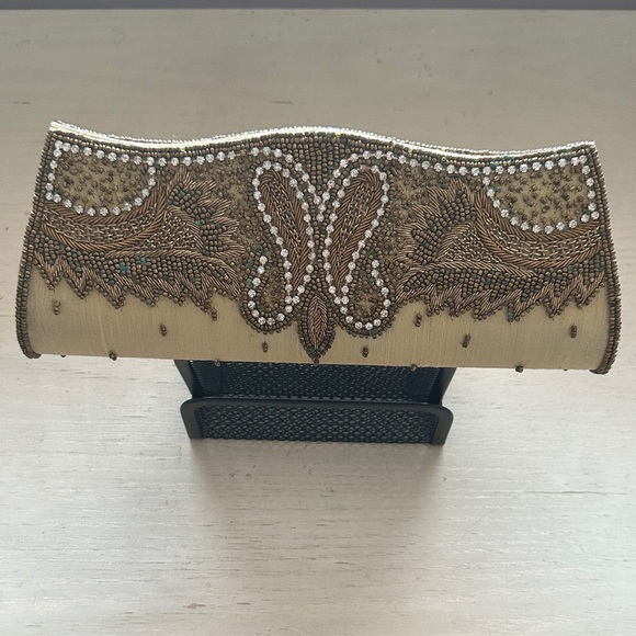Sunbeam Handbags - Sunbeam Gold and Brown Beaded Clutch